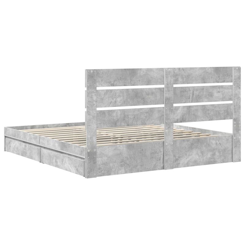 Casa si Gradina - Mobilier - Paturi si accesorii - Paturi - Pat cu storage Gri din beton 200 x 200 cm Lemn compozit - Infinity.ro