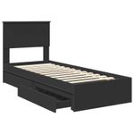 Casa si Gradina - Mobilier - Paturi si accesorii - Paturi - Pat cu storage cu headboard Negru 75 x 190 cm Lemn compozit - Infinity.ro