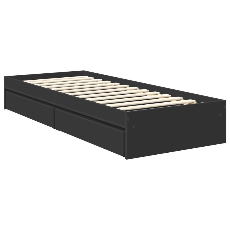Casa si Gradina - Mobilier - Paturi si accesorii - Paturi - Pat cu storage cu headboard Negru 75 x 190 cm Lemn compozit - Infinity.ro