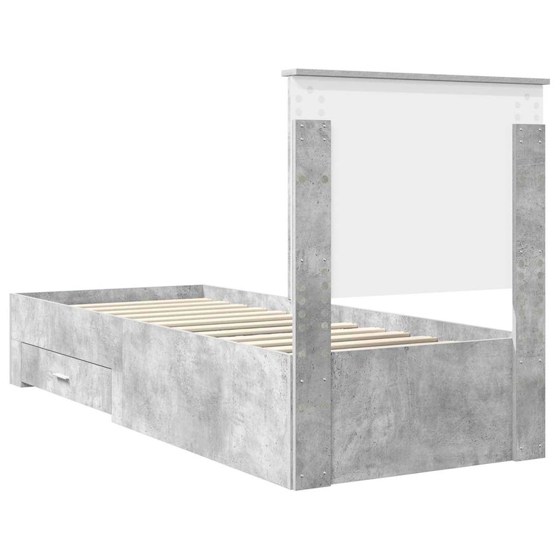 Casa si Gradina - Mobilier - Paturi si accesorii - Paturi - Cadru de pat Gri beton si argintiu 75 x 190 cm Lemn compozit - Infinity.ro
