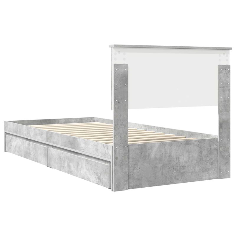 Casa si Gradina - Mobilier - Paturi si accesorii - Paturi - Pat cu storage Gri din beton 90 x 190 cm Lemn compozit - Infinity.ro