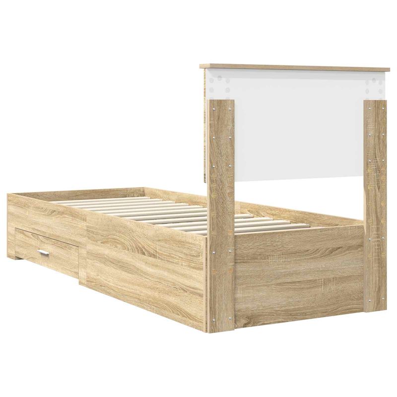 Casa si Gradina - Mobilier - Paturi si accesorii - Paturi - Cadru de pat Sonoma si argintiu 75 x 190 cm Lemn compozit - Infinity.ro