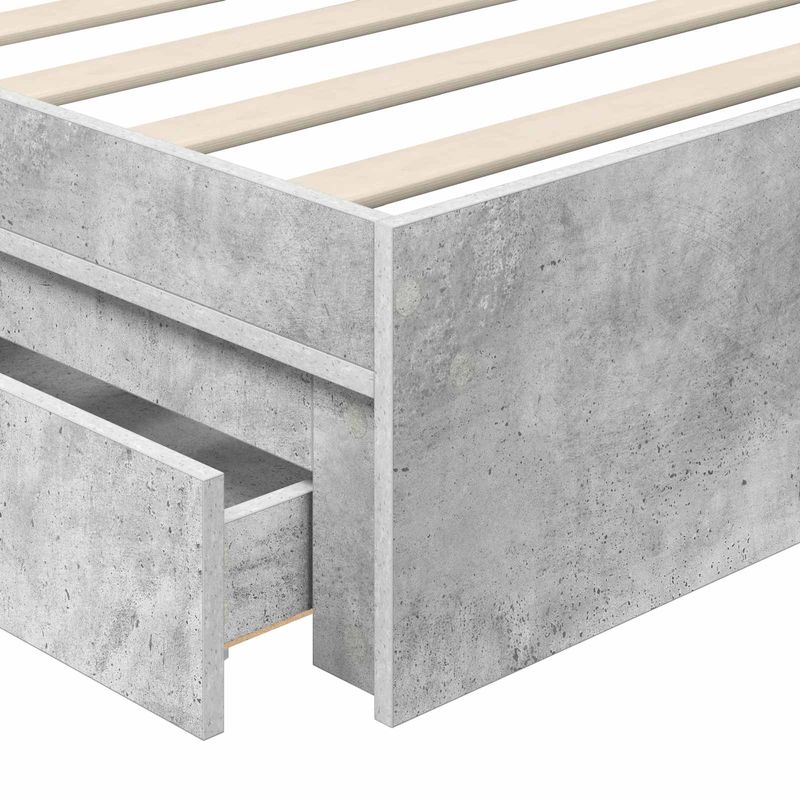 Casa si Gradina - Mobilier - Paturi si accesorii - Paturi - Pat cu storage Gri din beton 90 x 190 cm Lemn compozit - Infinity.ro