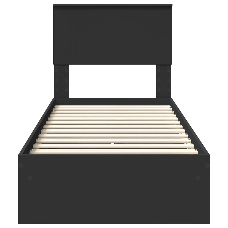 Casa si Gradina - Mobilier - Paturi si accesorii - Paturi - Pat cu storage cu headboard Negru 75 x 190 cm Lemn compozit - Infinity.ro