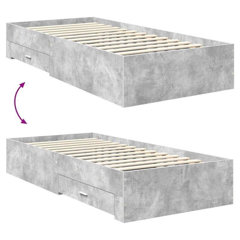 Casa si Gradina - Mobilier - Paturi si accesorii - Paturi - Cadru de pat Gri beton si argintiu 75 x 190 cm Lemn compozit - Infinity.ro