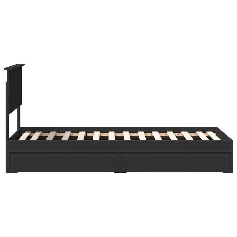 Casa si Gradina - Mobilier - Paturi si accesorii - Paturi - Pat cu storage cu headboard Negru 75 x 190 cm Lemn compozit - Infinity.ro