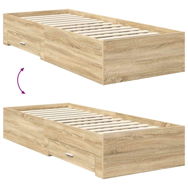Casa si Gradina - Mobilier - Paturi si accesorii - Paturi - Cadru de pat Sonoma si argintiu 75 x 190 cm Lemn compozit - Infinity.ro