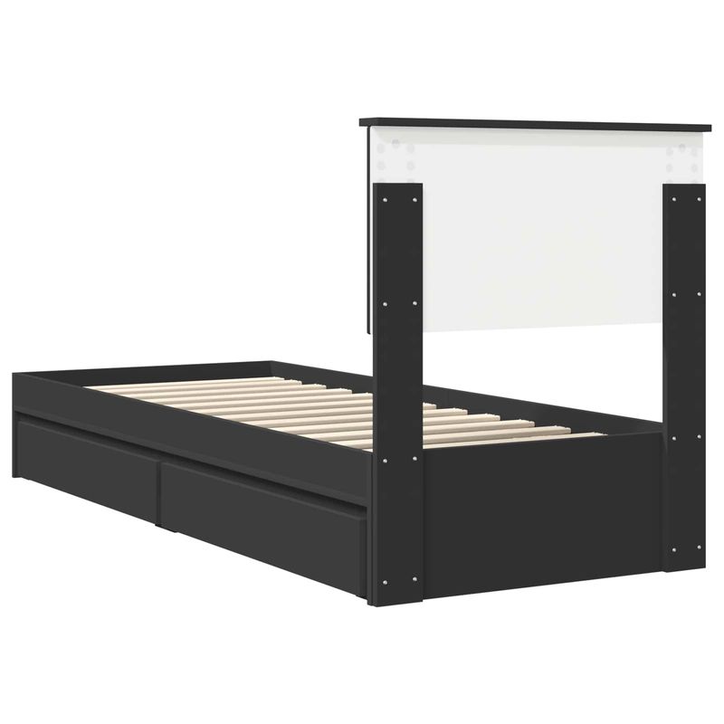 Casa si Gradina - Mobilier - Paturi si accesorii - Paturi - Pat cu storage cu headboard Negru 75 x 190 cm Lemn compozit - Infinity.ro