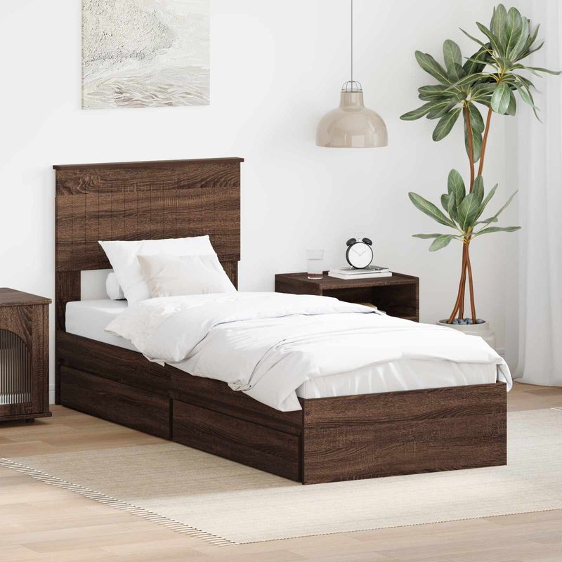 Casa si Gradina - Mobilier - Paturi si accesorii - Paturi - Pat cu storage Stejar inchis 75 x 190 cm Lemn compozit - Infinity.ro