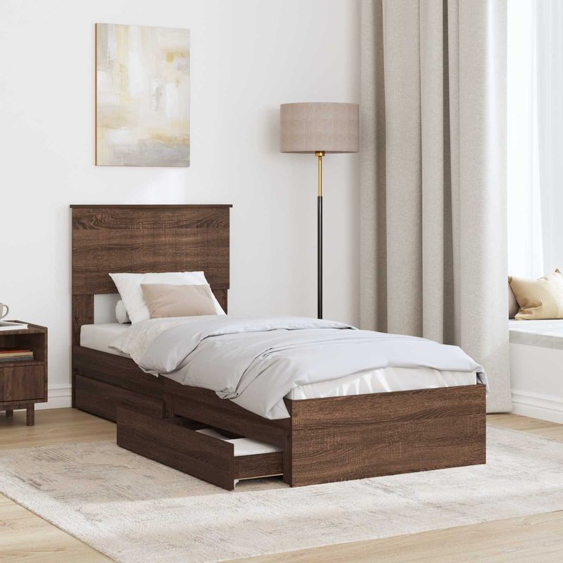 Casa si Gradina - Mobilier - Paturi si accesorii - Paturi - Pat cu storage Stejar inchis 75 x 190 cm Lemn compozit - Infinity.ro