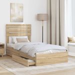 Casa si Gradina - Mobilier - Paturi si accesorii - Paturi - Pat cu storage Stejar Sonoma 90 x 190 cm Lemn compozit - Infinity.ro