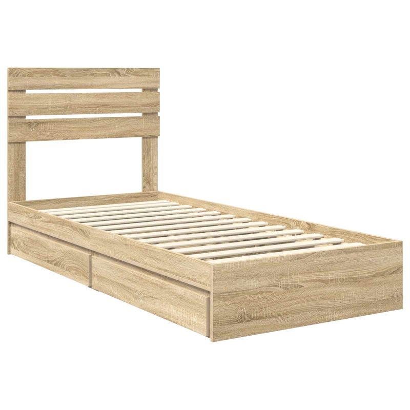 Casa si Gradina - Mobilier - Paturi si accesorii - Paturi - Pat cu storage Stejar Sonoma 90 x 190 cm Lemn compozit - Infinity.ro