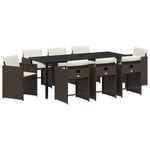 Casa si Gradina - Gradina si terasa - Mobilier exterior - Scaune si sezlonguri gradina - Set de masa pentru gradina 9 pcs Maro poliratan - Infinity.ro