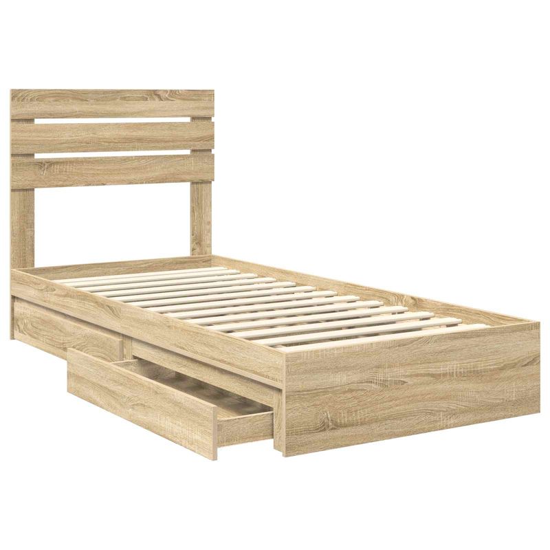 Casa si Gradina - Mobilier - Paturi si accesorii - Paturi - Pat cu storage Stejar Sonoma 90 x 190 cm Lemn compozit - Infinity.ro