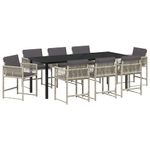 Casa si Gradina - Gradina si terasa - Mobilier exterior - Scaune si sezlonguri gradina - Set de masa pentru gradina 9 pcs Gri deschis poliratan - Infinity.ro