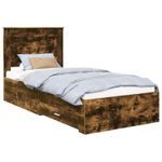 Casa si Gradina - Mobilier - Paturi si accesorii - Paturi - Cadru de pat cu sertar Stejar afumat si argintiu 75 x 190 cm - Infinity.ro