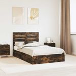 Casa si Gradina - Mobilier - Paturi si accesorii - Paturi - Pat cu storage Stejar fumuriu 135 x 190 cm Lemn compozit - Infinity.ro