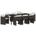 Casa si Gradina - Gradina si terasa - Mobilier exterior - Scaune si sezlonguri gradina - Set de masa pentru gradina 9 pcs Maro poliratan - Infinity.ro
