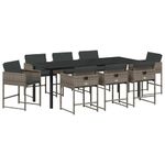 Casa si Gradina - Gradina si terasa - Mobilier exterior - Scaune si sezlonguri gradina - Set de masa pentru gradina 9 pcs Gri poliratan - Infinity.ro