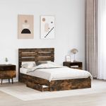 Casa si Gradina - Mobilier - Paturi si accesorii - Paturi - Pat cu storage Stejar fumuriu 135 x 190 cm Lemn compozit - Infinity.ro