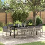 Casa si Gradina - Gradina si terasa - Mobilier exterior - Scaune si sezlonguri gradina - Set de masa pentru gradina 9 pcs Gri deschis poliratan - Infinity.ro