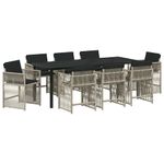 Casa si Gradina - Gradina si terasa - Mobilier exterior - Scaune si sezlonguri gradina - Set de masa pentru gradina 9 pcs Gri deschis poliratan - Infinity.ro