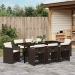Casa si Gradina - Gradina si terasa - Mobilier exterior - Scaune si sezlonguri gradina - Set de masa pentru gradina 9 pcs Maro poliratan - Infinity.ro