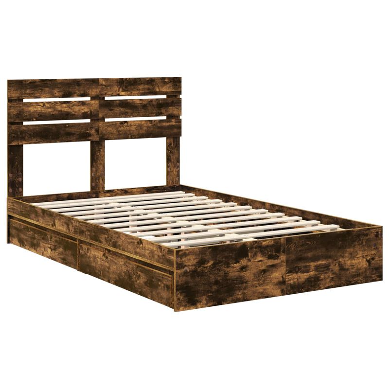Casa si Gradina - Mobilier - Paturi si accesorii - Paturi - Pat cu storage Stejar fumuriu 135 x 190 cm Lemn compozit - Infinity.ro