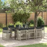 Casa si Gradina - Gradina si terasa - Mobilier exterior - Scaune si sezlonguri gradina - Set de masa pentru gradina 9 pcs Gri deschis poliratan - Infinity.ro