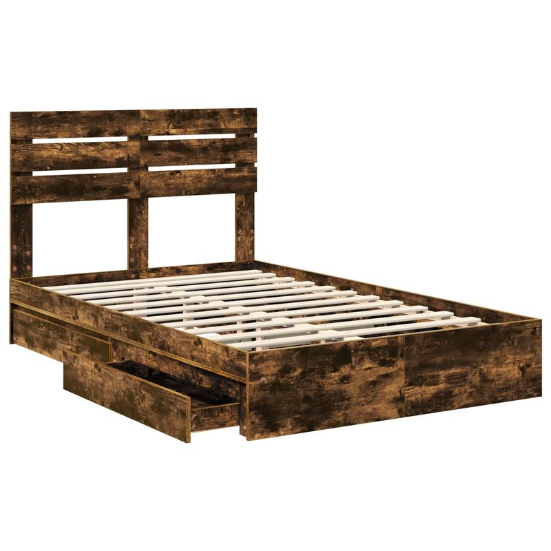 Casa si Gradina - Mobilier - Paturi si accesorii - Paturi - Pat cu storage Stejar fumuriu 135 x 190 cm Lemn compozit - Infinity.ro