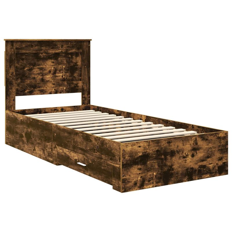 Casa si Gradina - Mobilier - Paturi si accesorii - Paturi - Cadru de pat cu sertar Stejar afumat si argintiu 75 x 190 cm - Infinity.ro