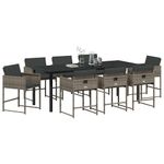 Casa si Gradina - Gradina si terasa - Mobilier exterior - Scaune si sezlonguri gradina - Set de masa pentru gradina 9 pcs Gri poliratan - Infinity.ro