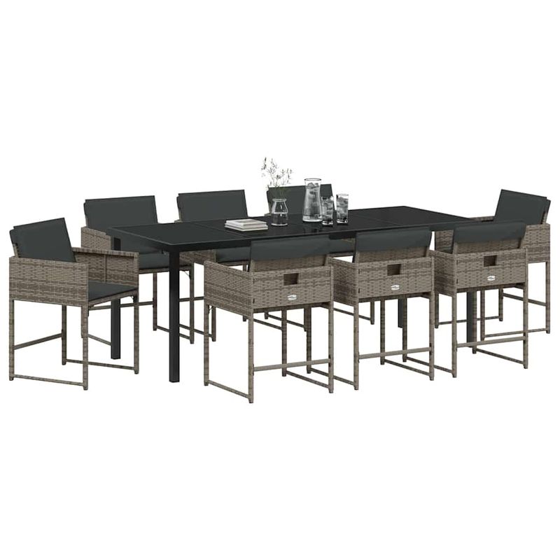 Casa si Gradina - Gradina si terasa - Mobilier exterior - Scaune si sezlonguri gradina - Set de masa pentru gradina 9 pcs Gri poliratan - Infinity.ro