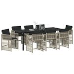 Casa si Gradina - Gradina si terasa - Mobilier exterior - Scaune si sezlonguri gradina - Set de masa pentru gradina 9 pcs Gri deschis poliratan - Infinity.ro
