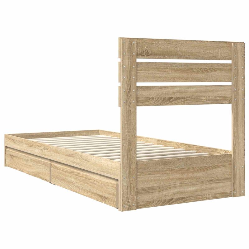 Casa si Gradina - Mobilier - Paturi si accesorii - Paturi - Pat cu storage Stejar Sonoma 90 x 190 cm Lemn compozit - Infinity.ro