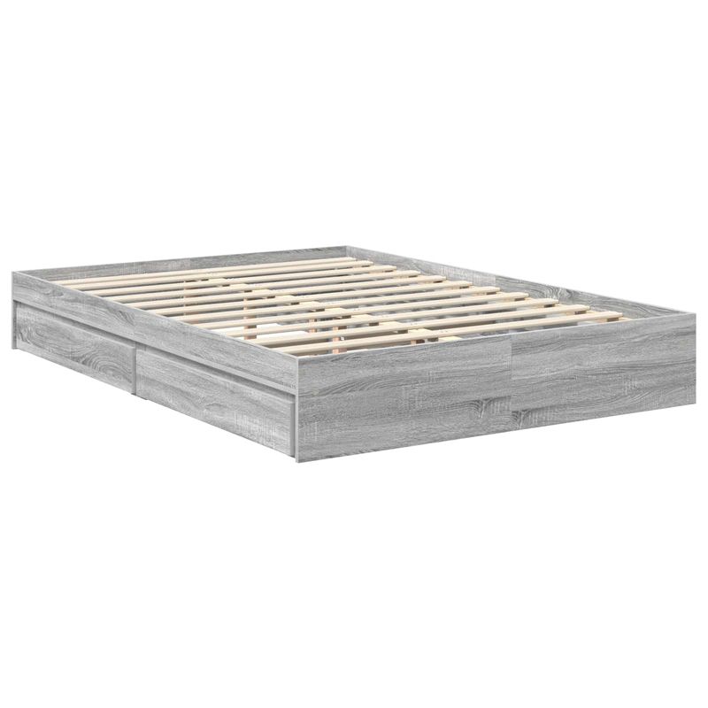 Casa si Gradina - Mobilier - Paturi si accesorii - Paturi - Pat cu storage Stejar fumuriu 135 x 190 cm Lemn compozit - Infinity.ro