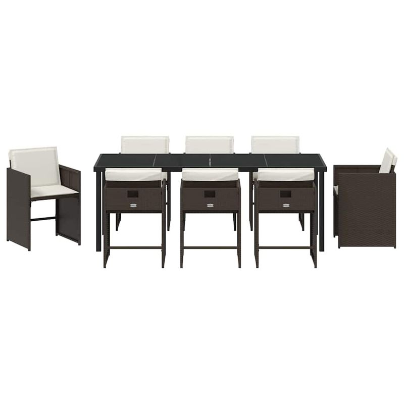 Casa si Gradina - Gradina si terasa - Mobilier exterior - Scaune si sezlonguri gradina - Set de masa pentru gradina 9 pcs Maro poliratan - Infinity.ro