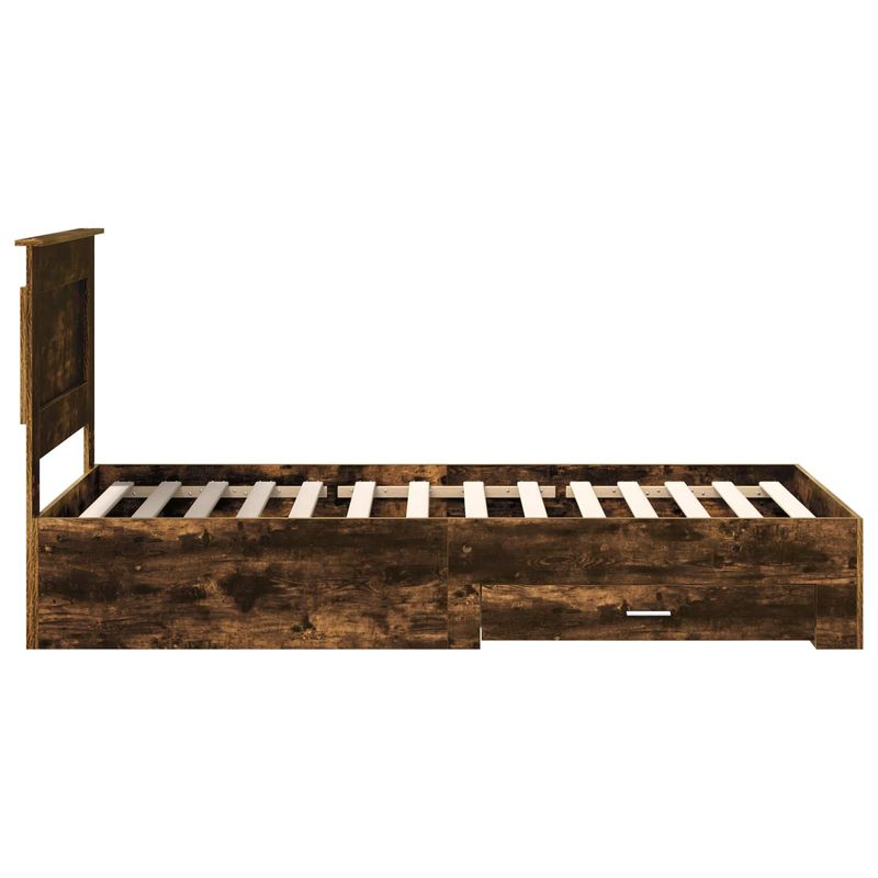 Casa si Gradina - Mobilier - Paturi si accesorii - Paturi - Cadru de pat cu sertar Stejar afumat si argintiu 75 x 190 cm - Infinity.ro