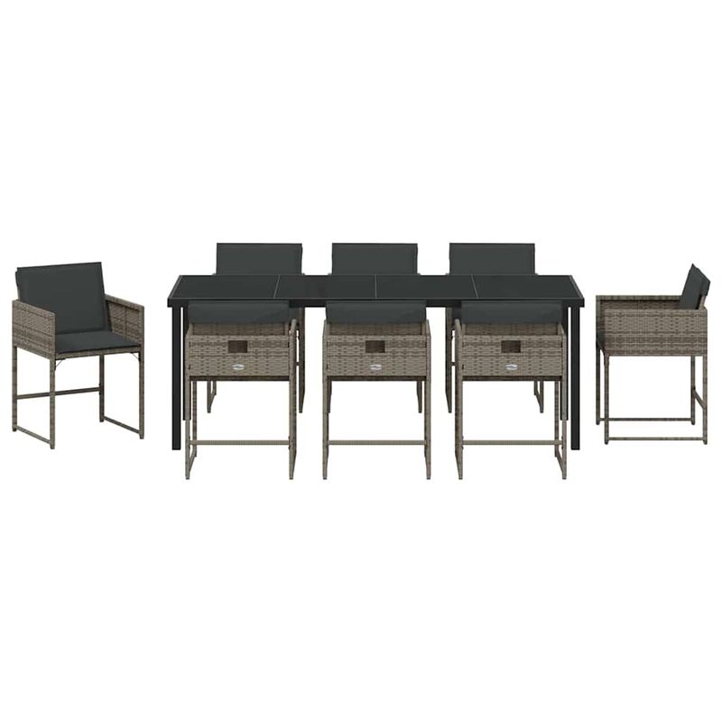 Casa si Gradina - Gradina si terasa - Mobilier exterior - Scaune si sezlonguri gradina - Set de masa pentru gradina 9 pcs Gri poliratan - Infinity.ro