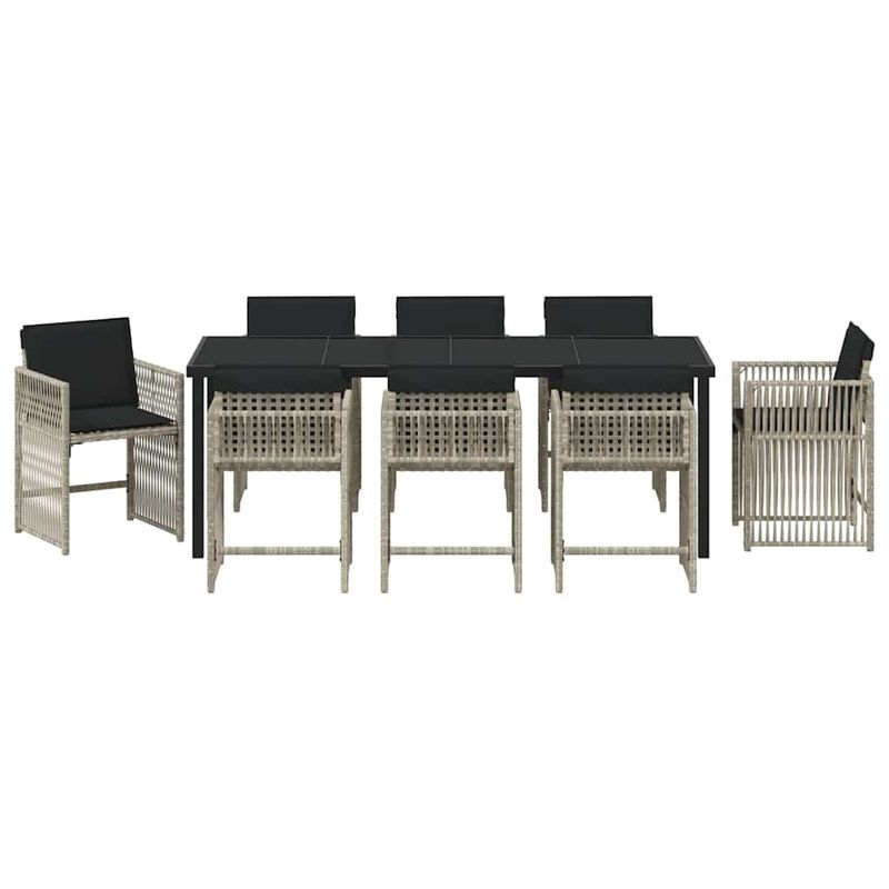 Casa si Gradina - Gradina si terasa - Mobilier exterior - Scaune si sezlonguri gradina - Set de masa pentru gradina 9 pcs Gri deschis poliratan - Infinity.ro