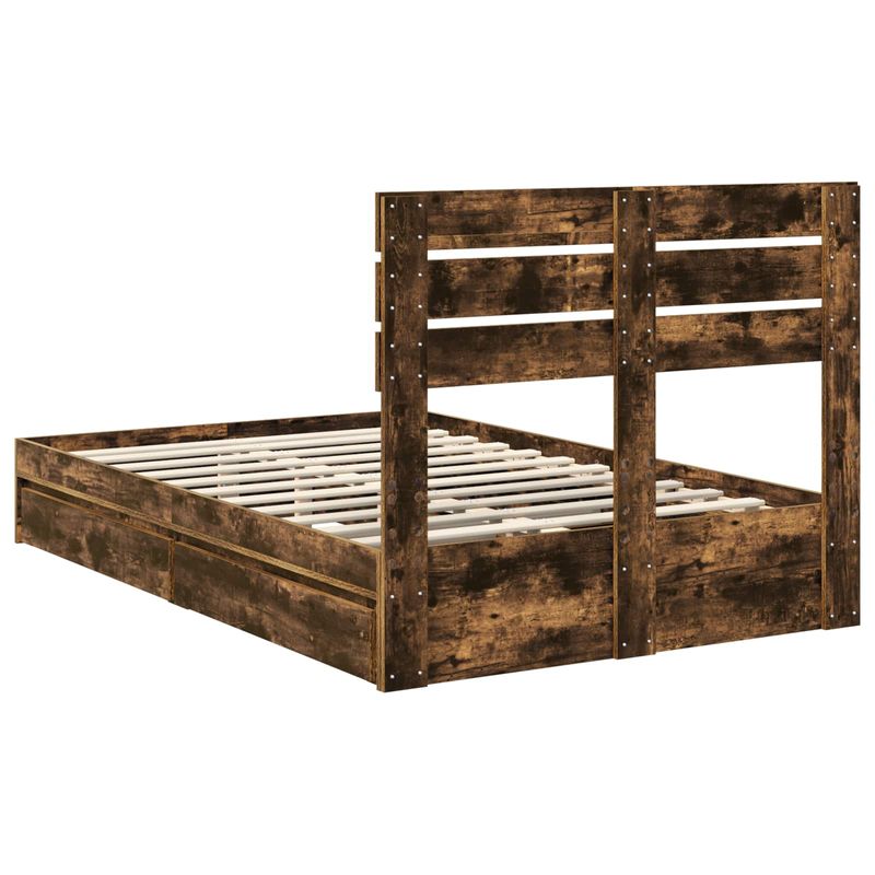Casa si Gradina - Mobilier - Paturi si accesorii - Paturi - Pat cu storage Stejar fumuriu 135 x 190 cm Lemn compozit - Infinity.ro