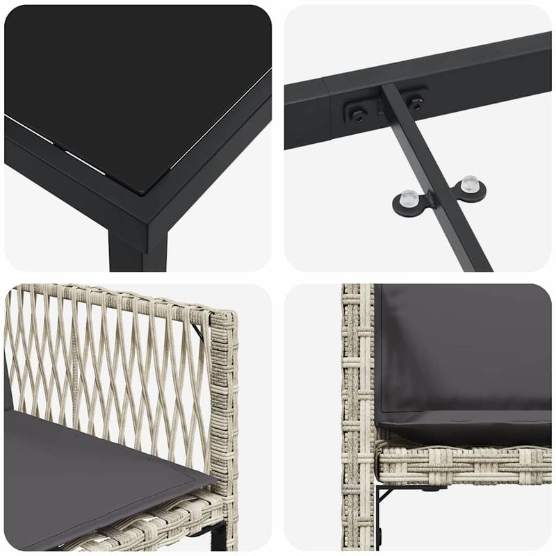 Casa si Gradina - Gradina si terasa - Mobilier exterior - Scaune si sezlonguri gradina - Set de masa pentru gradina 9 pcs Gri deschis poliratan - Infinity.ro