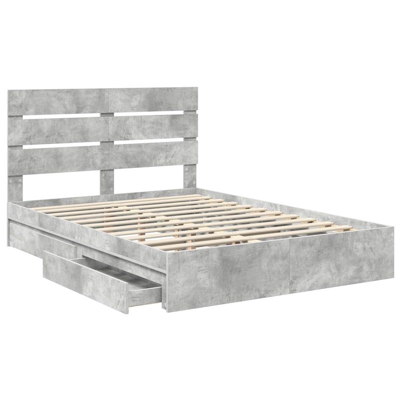 Casa si Gradina - Mobilier - Paturi si accesorii - Paturi - Pat cu storage Gri din beton 150 x 200 cm Lemn compozit - Infinity.ro