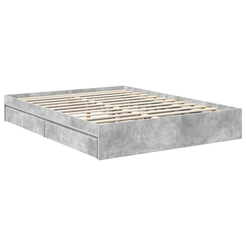 Casa si Gradina - Mobilier - Paturi si accesorii - Paturi - Pat cu storage Gri din beton 150 x 200 cm Lemn compozit - Infinity.ro