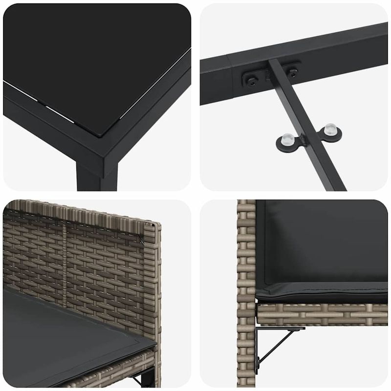 Casa si Gradina - Gradina si terasa - Mobilier exterior - Scaune si sezlonguri gradina - Set de masa pentru gradina 9 pcs Gri poliratan - Infinity.ro