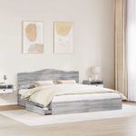 Casa si Gradina - Mobilier - Paturi si accesorii - Paturi - Pat cu storage cu sertar Gri Sonoma 180 x 200 cm Lemn compozit - Infinity.ro