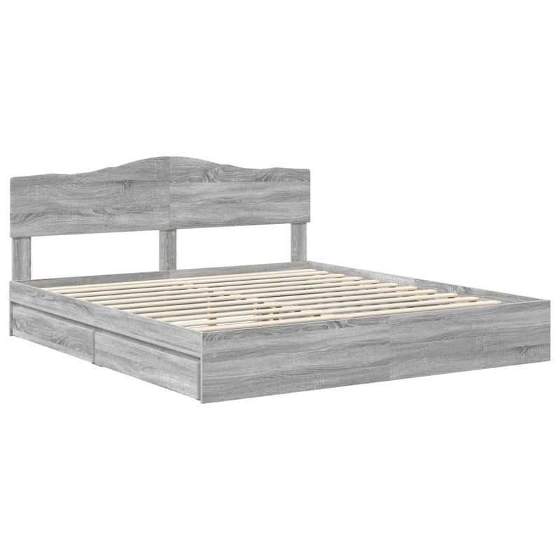 Casa si Gradina - Mobilier - Paturi si accesorii - Paturi - Pat cu storage cu sertar Gri Sonoma 180 x 200 cm Lemn compozit - Infinity.ro