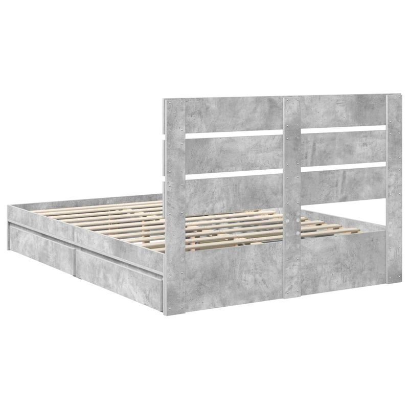 Casa si Gradina - Mobilier - Paturi si accesorii - Paturi - Pat cu storage Gri din beton 150 x 200 cm Lemn compozit - Infinity.ro