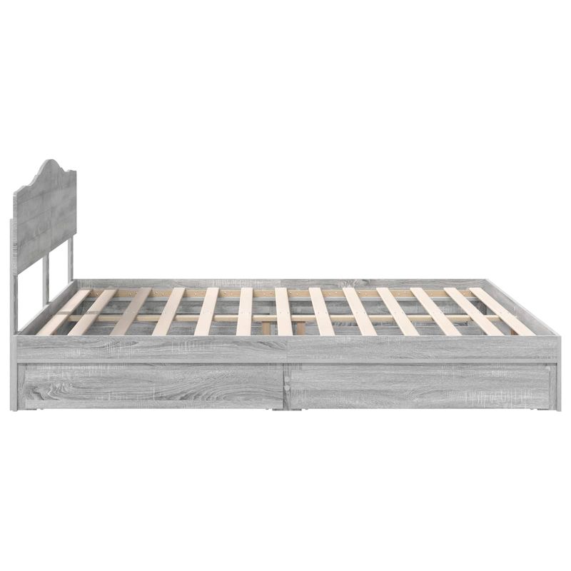 Casa si Gradina - Mobilier - Paturi si accesorii - Paturi - Pat cu storage cu sertar Gri Sonoma 180 x 200 cm Lemn compozit - Infinity.ro