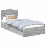 Casa si Gradina - Mobilier - Paturi si accesorii - Paturi - Pat cu storage cu sertar Gri Sonoma 100 x 200 cm Lemn compozit - Infinity.ro